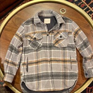 Thread & Supply Kids Plaid Jacket in Gray and Tan